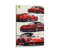 UNSGA Poster décoratif sur toile représentant une voiture de course Ferrari - Affiches murales et image d'art moderne pour chambre à coucher - 30 x 45 cm