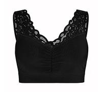 UnsichtBra Bustier en dentelle pour femme sans armatures | Bustiers de bien-être avec dentelle fine | Soutien-gorge doux sans armatures | Soutien-gorge d'allaitement pour dormir, 1 x noir., XL