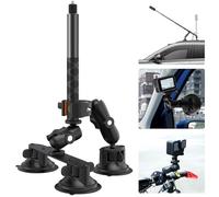 UNSTINCER 3 Ventouse Voiture Camera Support e Pince pour Gopro Insta360 DJI | avec Perche à Selfie 118cm, 360° Rotatif Action Cam Fixation, Car Suction Cup Mount Auto Pare-brise Tableau de Bord Capot