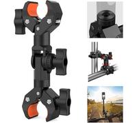 UNSTINCER Super Double Pince 360° Rotatif, Camera Support pour Insta 360 | Mount avec Interface 1/4", Action Cam Fixation pour 15-44mm Tube Perche à Selfie Moto Velo Vtt Bike Guidon Trepied Parapluie