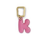 UNTAGS - Charm Letter K - Matière Effet Cuir - Pendentif Smartphone, Porte-clés avec Mousqueton, Crochet en métal Couleur Or Inclus - Rose