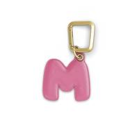 UNTAGS - Charm Letter M - Matière Effet Cuir - Pendentif Smartphone, Porte-clés avec Mousqueton, Crochet en métal Couleur Or Inclus - Rose