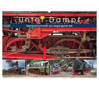 Unter Dampf - Eisenbahnromantik aus vergangener Zeit (Wandkalender 2026 DIN A2 quer), CALVENDO Monatskalender: Feuer - Wasser - Kohle - Volldampf-Emotionen!