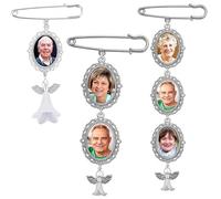 UNTERING Bouquet de mariage blanc avec breloque ovale en dentelle pour mariage - Breloque de mariée - Facile à faire - Boutonnière de mariage pour marié