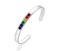 UNTERING Bracelet jonc personnalisé en acier inoxydable pour lesbiennes et homosexuels - 6 mm - Ouverture d'amour arc-en-ciel