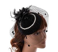 UNTERING Chapeau bibi Derby pour femme - Serre-tête pour cocktail - Plumes - Fleur - Pilulier - Cocktail - Fête du thé