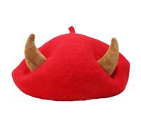UNTERING Chapeau chaud en corne de diable pour femmes, adolescentes, filles, activités de plein air, tenue décontractée, tenue d'hiver, Halloween, événement, rassemblement, chapeau de peintre avec