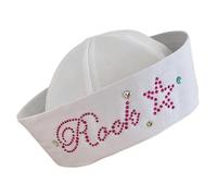 UNTERING Chapeau de capitaine clouté à strass pour femmes et adolescentes pour fête de marin Costume de fille Cosplay Chapeau de marin