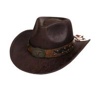 UNTERING Chapeau de cowboy vintage à large bord pour adulte - Mode occidentale - Festival de musique - Casquette de costume - Chapeau à large bord