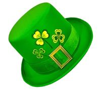UNTERING Chapeau trèfle vert pour fête de la Saint-Patrick - Couvre-chef de fête nationale irlandaise - Accessoires de festival - Trèfles porte-bonheur