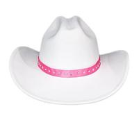 UNTERING Chapeaux de cowboy pour femmes, couleur unie, bande décorative, large bord, chapeau de cowgirl Fedora, chapeau de cow-boy pour femme