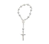 UNTERING Chapelet catholique pour baptême avec fausses perles pour baptême et baptême, 4x12.5cm/1.57x4.92in, Métal