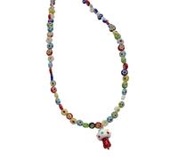 UNTERING Collier tendance en perles de verre avec pendentif en forme de champignon et motifs floraux pour un look jeune et élégant en forme de champignon, taille unique, Comme décrit, Comme décrit.