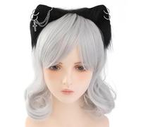 UNTERING Costume de cosplay de dessin animé, cerceau à cheveux de loup, chaton en fourrure pour spectacle en direct, bandeaux, chats en fourrure, carnaval, costume de soubrette pour femme