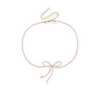UNTERING Élégant collier de perles de verre avec nœud papillon pour femme, taille unique, Comme décrit, Comme décrit.