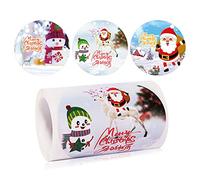 UNTERING Étiquettes autocollantes « Merry Christmas » - Rouleaux d'étiquettes rondes - Pour enveloppes décoratives adhésives - Pour cartes de scrapbooking - Pour sceaux d'enveloppes autocollantes