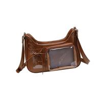 UNTERING Itabag Joli sac à bandoulière transparent Style japonais Sac de rencontre en cuir PU Sac à bandoulière Sac d'école Sac à bandoulière, marron, about 30x20cm/11.81x7.87"