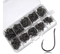 UNTERING Lot de 100/500 hameçons barbelés en acier au carbone pour pêche à la carpe en eau douce