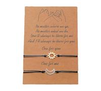 UNTERING Lot de 2 bracelets de couple soleil et lune symbolisant l'amour éternel avec design noir pour bracelets résistants aux allergies, taille unique, Comme décrit