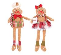 UNTERING Lot de 2 poupées en peluche faites à la main en forme de bonhomme en pain d'épice pour garçon et fille - Ornements à suspendre