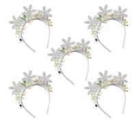 UNTERING Lot de 5 bandeaux de Noël avec lumières LED Flocon de neige lumineux Décoration de vacances 2024 pour filles et femmes Cadeau de Nouvel An Accessoires de Noël
