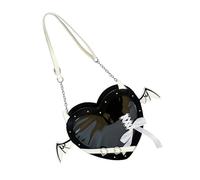 UNTERING Style japonais Itabag Sac à bandoulière en forme de cœur avec nœuds mignons Sac à bandoulière Mode Sortir ensemble Sac charmant sac à bandoulière, Noir , about 9x23x30cm/3.54x9.06x11.81"