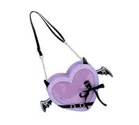 UNTERING Style japonais Itabag Sac à bandoulière en forme de cœur avec nœuds mignons Sac à bandoulière Mode Sortir ensemble Sac charmant sac à bandoulière, violet, about 9x23x30cm/3.54x9.06x11.81"