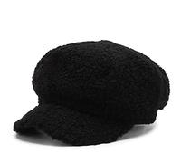UNTERING Sweet Retro Lamb Wool Octogonal Hat Artist Baseball Cap Halloween Nouvel An Thanksgiving Red Hats Women Outside The Waistband Accessories Men, Noir , Taille unique