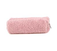 UNTERING Trousse à crayons en peluche de grande capacité avec fermeture éclair pour ranger les cosmétiques de voyage pour étudiante, adulte, fille, femme, accessoire de voyage, rose 1