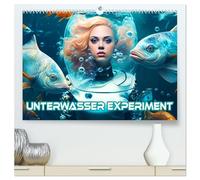 Unterwasser Experiment (hochwertiger Premium Wandkalender 2026 DIN A2 quer), Kunstdruck in Hochglanz: Die Fische-Frau wird in der Lage sein, unter ... Unterwasserwelten aus der KI erschaffen.
