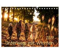 Unterwegs mit Wichteln (Tischkalender 2027 DIN A5 quer), CALVENDO Monatskalender: Vier Wichtel, zauberhafte Spaziergänge und eine liebevolle Reise durch die Magie der Natur.
