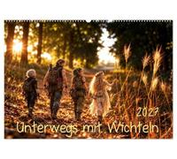 Unterwegs mit Wichteln (Wandkalender 2027 DIN A2 quer), CALVENDO Monatskalender: Vier Wichtel, zauberhafte Spaziergänge und eine liebevolle Reise durch die Magie der Natur.