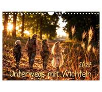 Unterwegs mit Wichteln (Wandkalender 2027 DIN A4 quer), CALVENDO Monatskalender: Vier Wichtel, zauberhafte Spaziergänge und eine liebevolle Reise durch die Magie der Natur.
