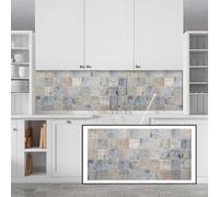 Untitled Lot de 10 panneaux muraux 3D en PVC - Aspect carrelage - Marbre bleu - 5 m² - Pour salon, cuisine et salle de bain - Montage facile