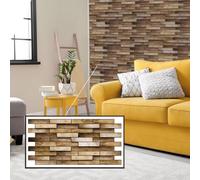 Untitled Lot de 15 panneaux muraux 3D en PVC - Aspect bois - Noyer - 7,5 m² - Pour salon, cuisine et salle de bain - Montage facile