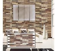 Untitled Lot de 20 panneaux muraux 3D en PVC, aspect bois, vieux parquet, 10 m², pour salon, cuisine et salle de bain, montage facile