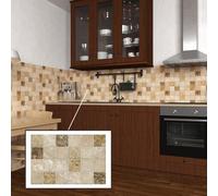Untitled Panneaux muraux 3D en PVC - Aspect carrelage - Marron marbre - 5 panneaux - 2,5 m² - Pour salon, cuisine et salle de bain - Montage facile