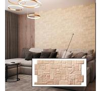 Untitled Panneaux Muraux 3D PVC | Erret Pierre - 1-20 Panneaux - 0.5-10 m² | Pour Salon, Cuisine & Salle de Bain | Installation DIY Facile (5, Pierre Coquillière Beige)