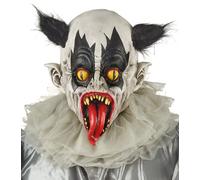 Untoter Horrorclown Halloween-Maske weiss-schwarz