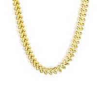 Unurgoonit Collier ras du cou tendance à maillons en V plaqué or 18 carats pour femme, collier ras du cou réglable, cadeau tendance, Métal, Pas de gemme