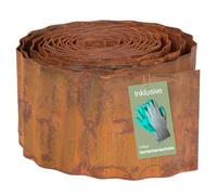 UNUS Bordure de pelouse en acier Corten 10 m x 14 cm - Bordure de parterre flexible aspect rouille - Bordure de parterre en métal résistant aux intempéries - Pour jardin, parterre, pelouse et chemins