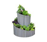 UNUS Garden Spirale à herbes en bois, ronde, pour terrasse et jardin, diamètre : environ 100 cm, hauteur : 25 à 73 cm, longueur : 3 m, escargot d'herbes en gris