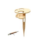 UNUS Garden Table à bière pliable d'extérieur avec porte-bière en bois de bambou naturel, porte-bouteille pour pique-nique, camping ou jardin, avec couteau de poche avec tire-bouchon et décapsuleur