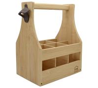 UNUS Home Sac à main pour homme en bambou - Porte-bouteilles en bois pour 6 bouteilles - Porte-bière avec décapsuleur - Idée cadeau pour homme, anniversaire, fête des pères
