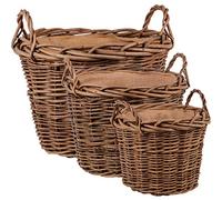 UNUS Lot de 3 paniers ronds tressés en osier avec anse