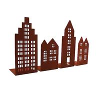 UNUS Lot de 4 photophores en métal pour décoration de la maison - En forme de maison - Serre-livres - Pour balcon