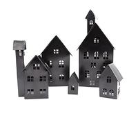 UNUS Lot de 5 Maisons décoratives en métal pour Jardin, terrasse, Balcon, Maison (Noir)