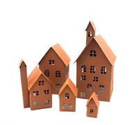 UNUS Lot de 5 Maisons Lumineuses en métal pour Jardin, terrasse, Balcon, Maison (Rouille)