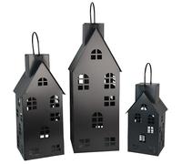 UNUS Maison de lanterne noire - Lanterne d'extérieur de 80 cm - Lanterne solaire avec lumière LED - Pour l'extérieur et l'intérieur - Éclairage d'ambiance - En métal