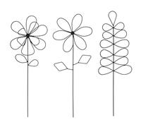 UNUS Metallkunst Daphne Lot de 3 fleurs décoratives pour pots de fleurs, vases ou espaces extérieurs protégés des intempéries Décoration moderne en fil de fer pour l'intérieur